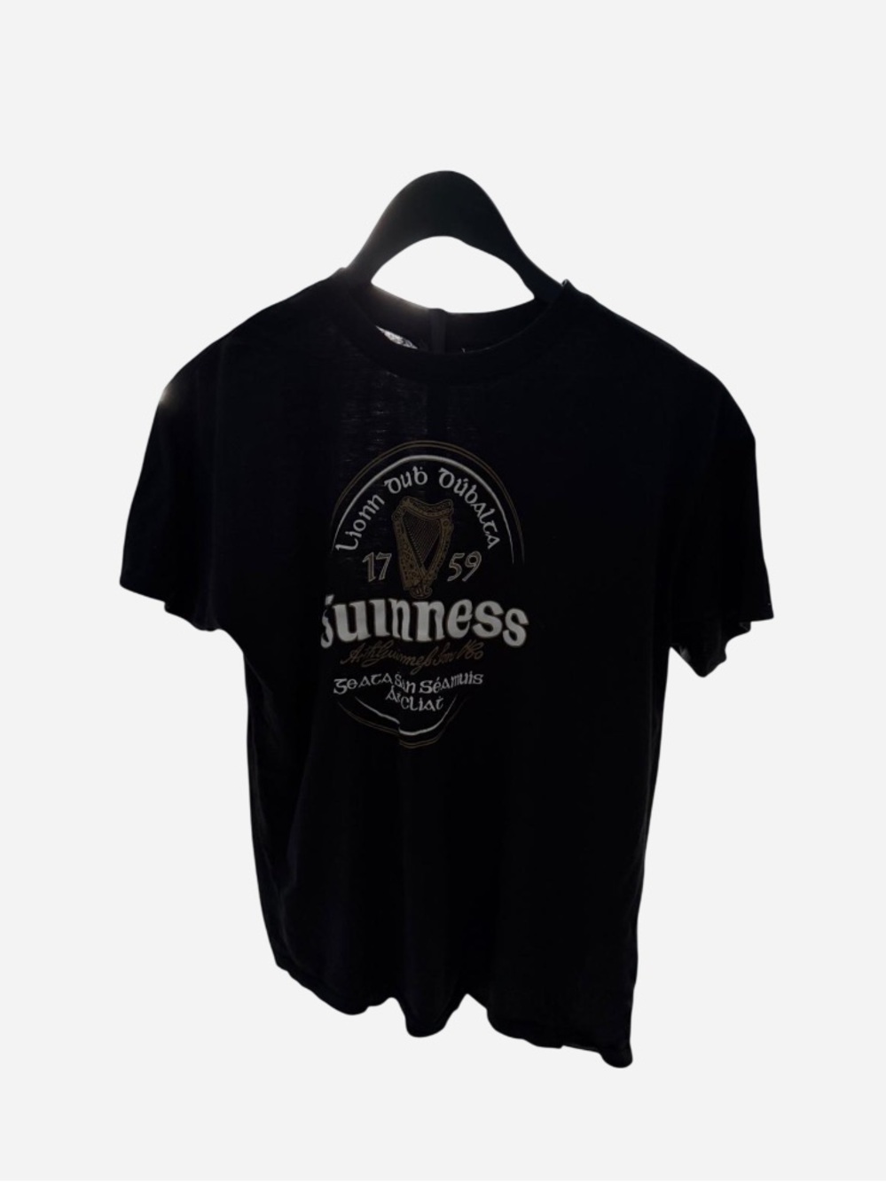 Guinness Black Graphic Tee with Gold Harp